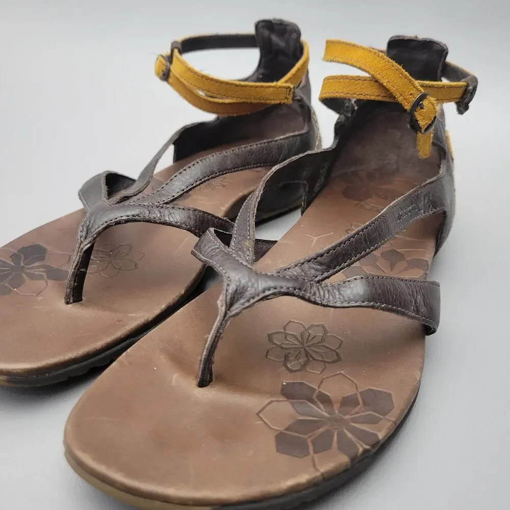 Merrell Lotta Gladiator Sandals Brown Leather Ankle Strap Comfort Shoes 8